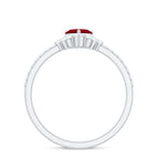 Natural 0.6 Carat Ruby Heart Promise Ring with Diamond for Women