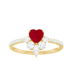 Natural 0.6 Carat Ruby Heart Promise Ring with Diamond for Women