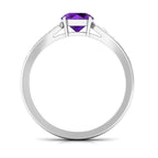 Natural 1.2 Carat Amethyst Engagement Ring with Diamond for Women