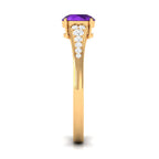 Natural 1.2 Carat Amethyst Engagement Ring with Diamond for Women
