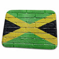 3dRose National flag of Jamaica painted onto a brick wall Jamaican - Dish Drying Mats (ddm-156913)