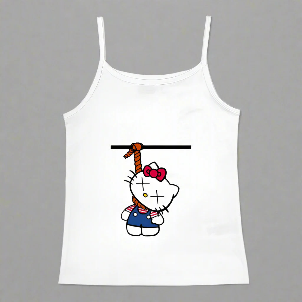 Y2K Hello Kitty Crop Top – Emo Girls Vintage Punk Tank