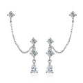 NeeTim Full Moissanite Stud Chain Earrings for Women Sparkling Lab Diamond Earring 925 Sterling Silver Women's Earrings Jewelry