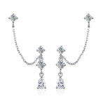 NeeTim Full Moissanite Stud Chain Earrings for Women Sparkling Lab Diamond Earring 925 Sterling Silver Women's Earrings Jewelry