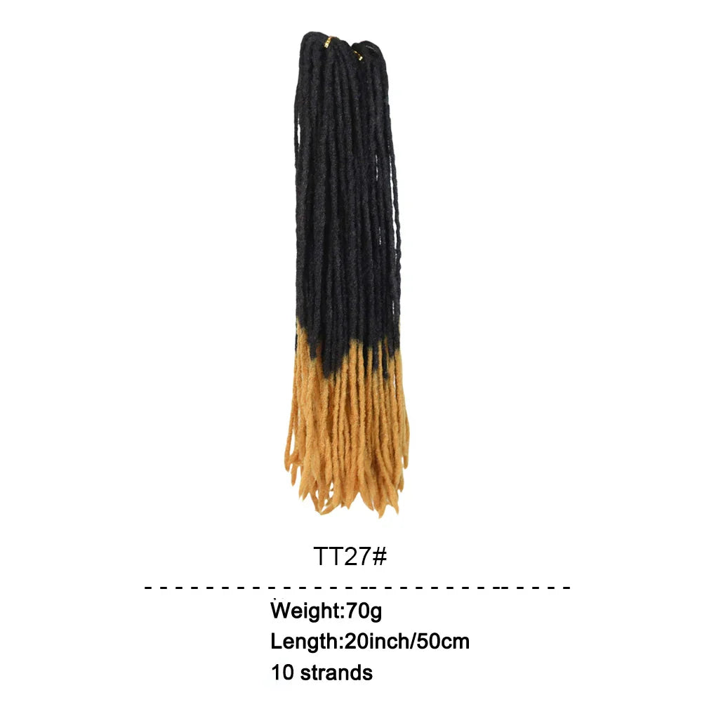 20-Inch Ombre Soft Dreadlocks Crochet Hair | Straight Synthetic Faux Locs for Black Women (Kanekalon Fiber)
