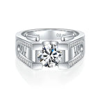 NeeTim 1ct 2ct Moissanite Ring For Men 925 Sterling Silver with White Gold Plated Wedding Band Man Rings Luxury Fine Jewelry