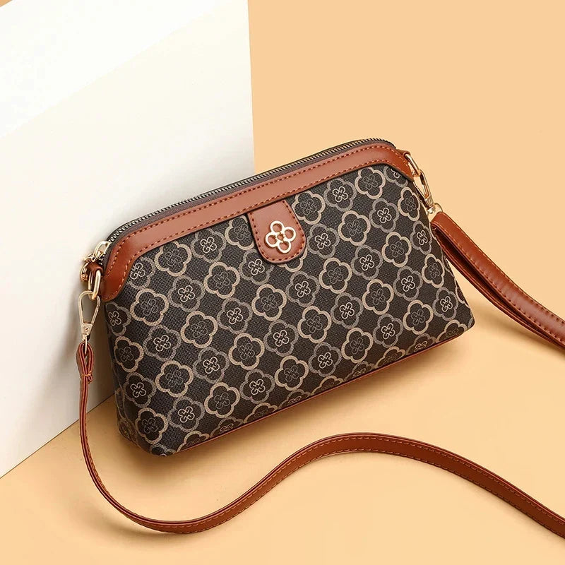 High Quality PU Leather Women's Small Crossbody Shoulder Bag | Luxury Handbag Lady Messenger Bag (Simple Shell Phone Satchels, Plaid Pattern)