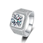 NeeTim D Color 10 Carat Moissanite Ring for Men S925 Sterling Silver Plated with White Gold Luxury Man Wedding Ring Fine Jewelry