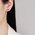 NeeTim 1ct 6.5mm D Color Moissanite Earrings 925 Sterling Silver  with White Gold Plated Stud Earring Wedding Jewelry for Women