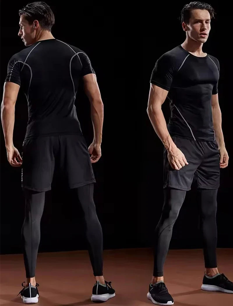 Men's Compression T-Shirt Summer Sportswear Running T shirt Elastic Quick Dry Sport Tops Tee Athletic Gym Workout T Shirts Men