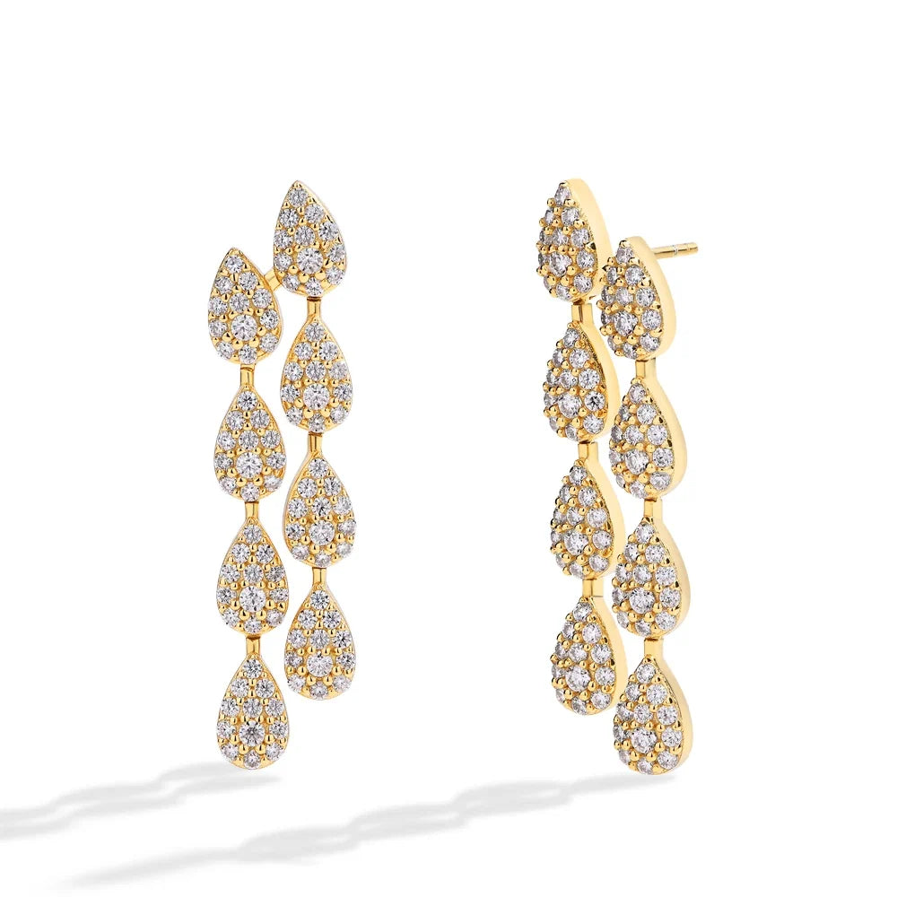 MINTYBOX S925 Silver 2.59ct Lab Diamond Moissanite Drop Earrings for Women 18k Gold Plated Leaves Dangle Wedding Earring Jewelry