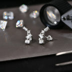 Moissanite Stud Earrings for Women S925 Sterling Silver Lab Diamond Baguette shape Irregular Earring Engagement Jewelry