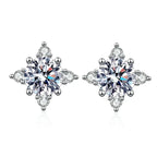 NeeTim 1ct 6.5mm D Color Moissanite Earrings 925 Sterling Silver  with White Gold Plated Stud Earring Wedding Jewelry for Women