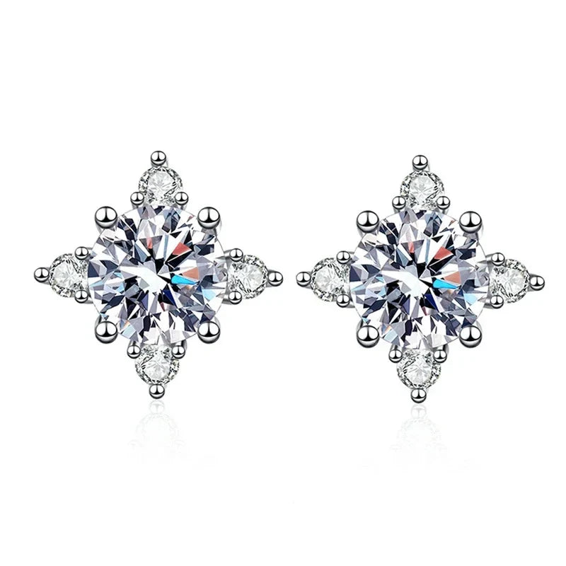 NeeTim 1ct 6.5mm D Color Moissanite Earrings 925 Sterling Silver  with White Gold Plated Stud Earring Wedding Jewelry for Women
