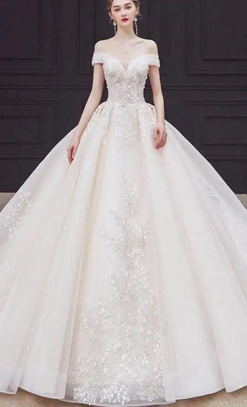 Elegant Off The Shoulder Wedding Gown EDW469