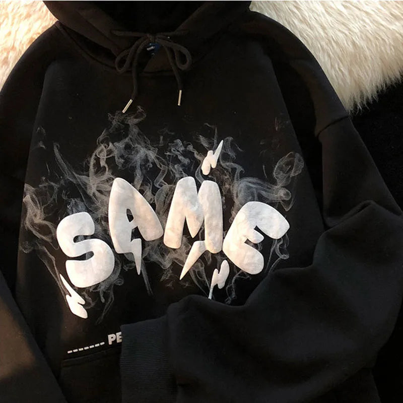 Letter Print  Hoodie Pullover Vintage Gothic Aesthetic Oversized Hooded Sweatshirt