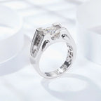 NeeTim 1ct 2ct Moissanite Ring For Men 925 Sterling Silver with White Gold Plated Wedding Band Man Rings Luxury Fine Jewelry