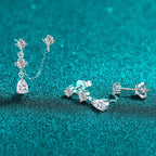 NeeTim Full Moissanite Stud Chain Earrings for Women Sparkling Lab Diamond Earring 925 Sterling Silver Women's Earrings Jewelry