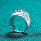 NeeTim D Color 10 Carat Moissanite Ring for Men S925 Sterling Silver Plated with White Gold Luxury Man Wedding Ring Fine Jewelry