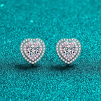 NeeTim 0.5ct Moissanite Earrings for Women Heart Shaped Lab Diamond Ear Studs 925 Sterling Silver Party Wedding Fine Jewelry
