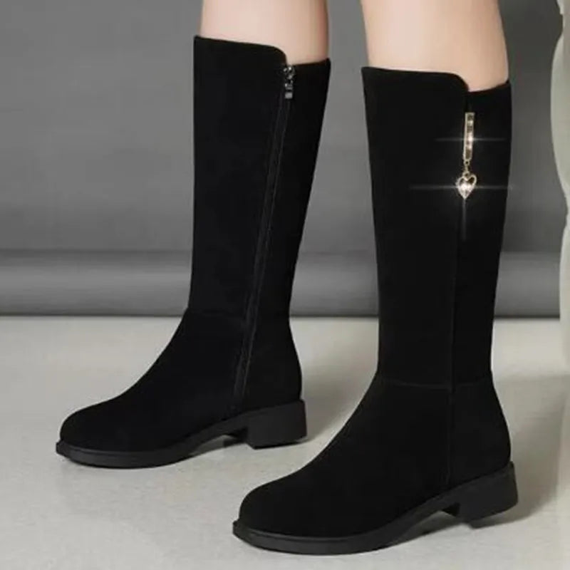 Thigh High Boot Warm Plush Snow Boots Side Zipper Snow Boots
