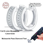 NeeTim Hoops s925 Sterling Silver Full Real Moissanite Earrings Women Sparkling Dimoand Earring Jewelry Gift Certificate