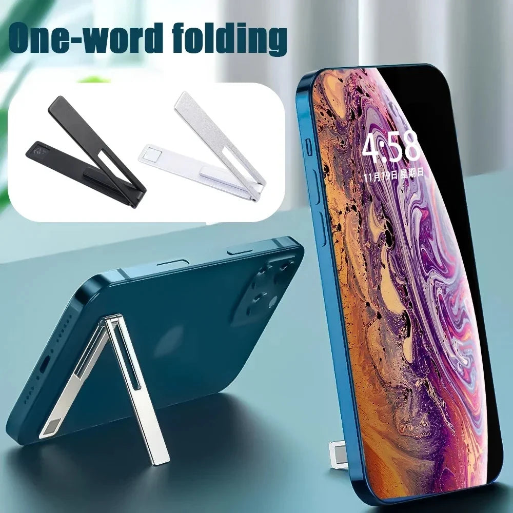 Universal Mobile Phone Holder Bracket Magnetic Ultra Thin Foldable Metal Alloy Desktop Cell Phone Stand For iPhone 15 13 Xiaomi