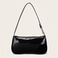 Retro Solid Color PU Leather Shoulder Bag | Fashionable Women's Casual Designer Hobo Underarm Handbag (Baguette Shape, All Seasons)