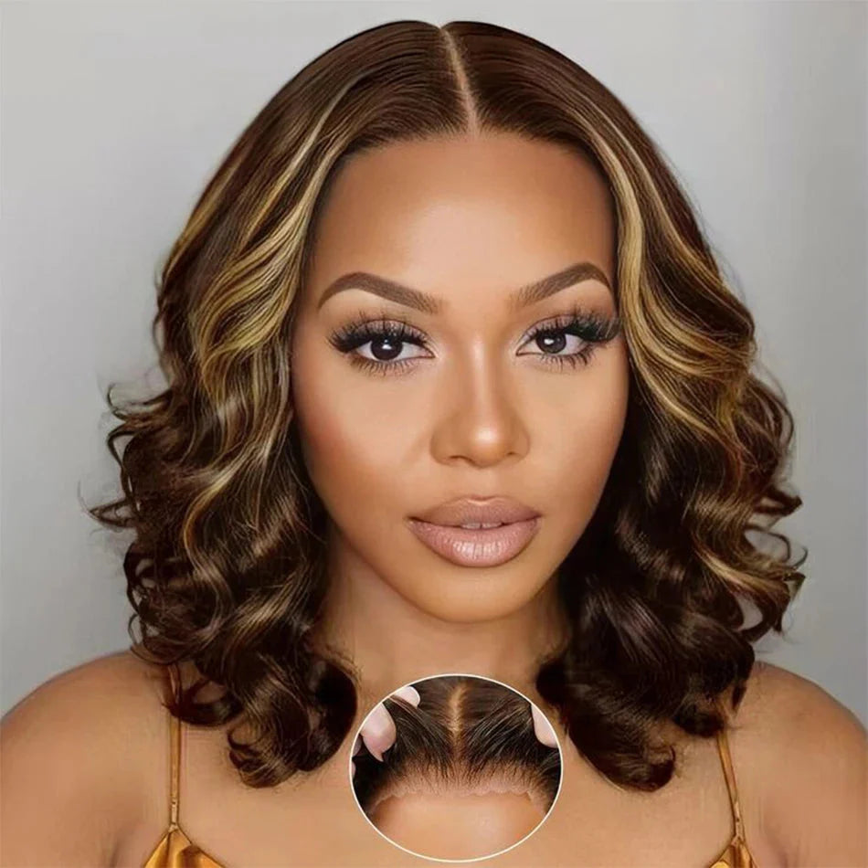 100% Human Hair | Highlight | Vietnamese | Bob | Bouncy | Loose | Curly | HD Lace Closure | Glueless Wigs | Human Hair | Ready To Wear
