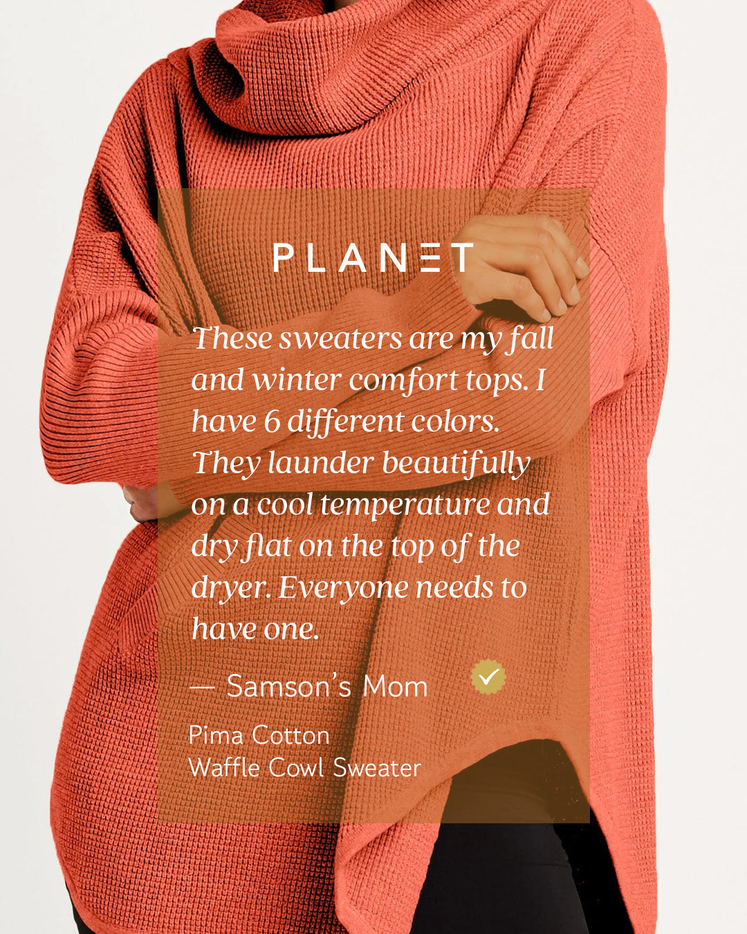 Pima Cotton Waffle Cowl Sweater - Crimson