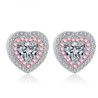 NeeTim 0.5ct Moissanite Earrings for Women Heart Shaped Lab Diamond Ear Studs 925 Sterling Silver Party Wedding Fine Jewelry