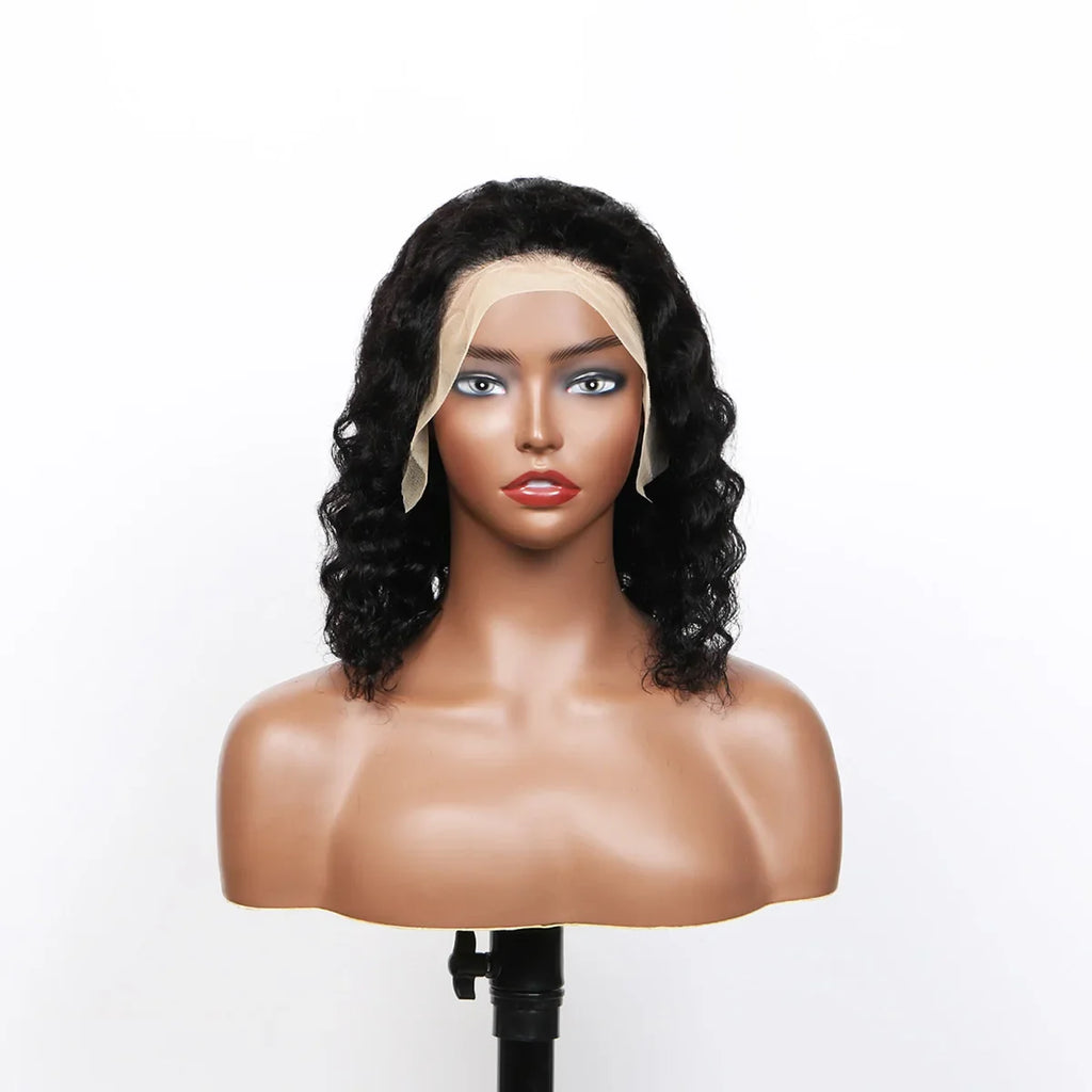 80% Density Deep Wave Bob Wig | 13x4 Lace Front | Pre-Plucked | Brazilian Remy Hair