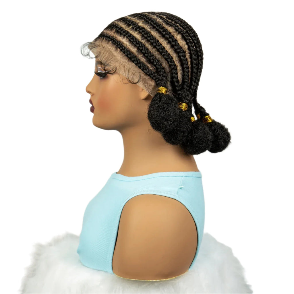 10 Inch Natural Cornrow Braids Full Lace Wig | Transparent Synthetic Braiding Hair with Baby Hair