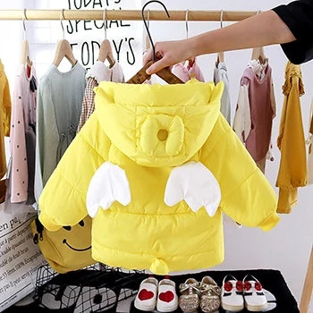 New  Fashion Colorful Unicorn Jackets For Girls Coat Winter Warm Hooded Parka Snowsuit Cute Wing Children Outerwear Clothing