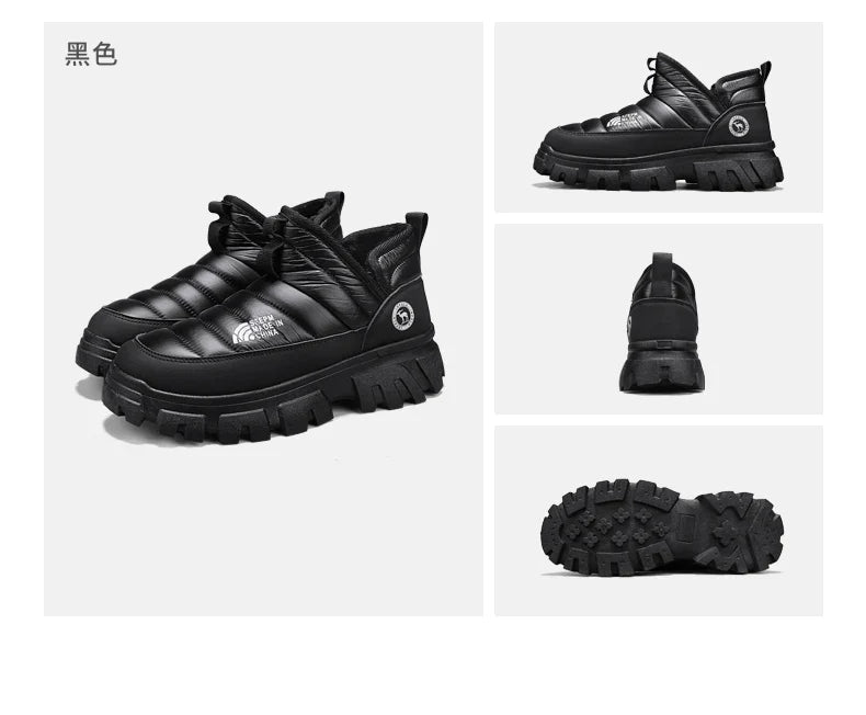 Winter Snow Boots, Men's Insulated Warm Cotton Boots, Anti-slip and Wear-resistant Hiking Shoes, Casual Outdoor Boots