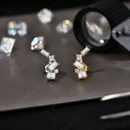 Moissanite Stud Earrings for Women S925 Sterling Silver Lab Diamond Baguette shape Irregular Earring Engagement Jewelry