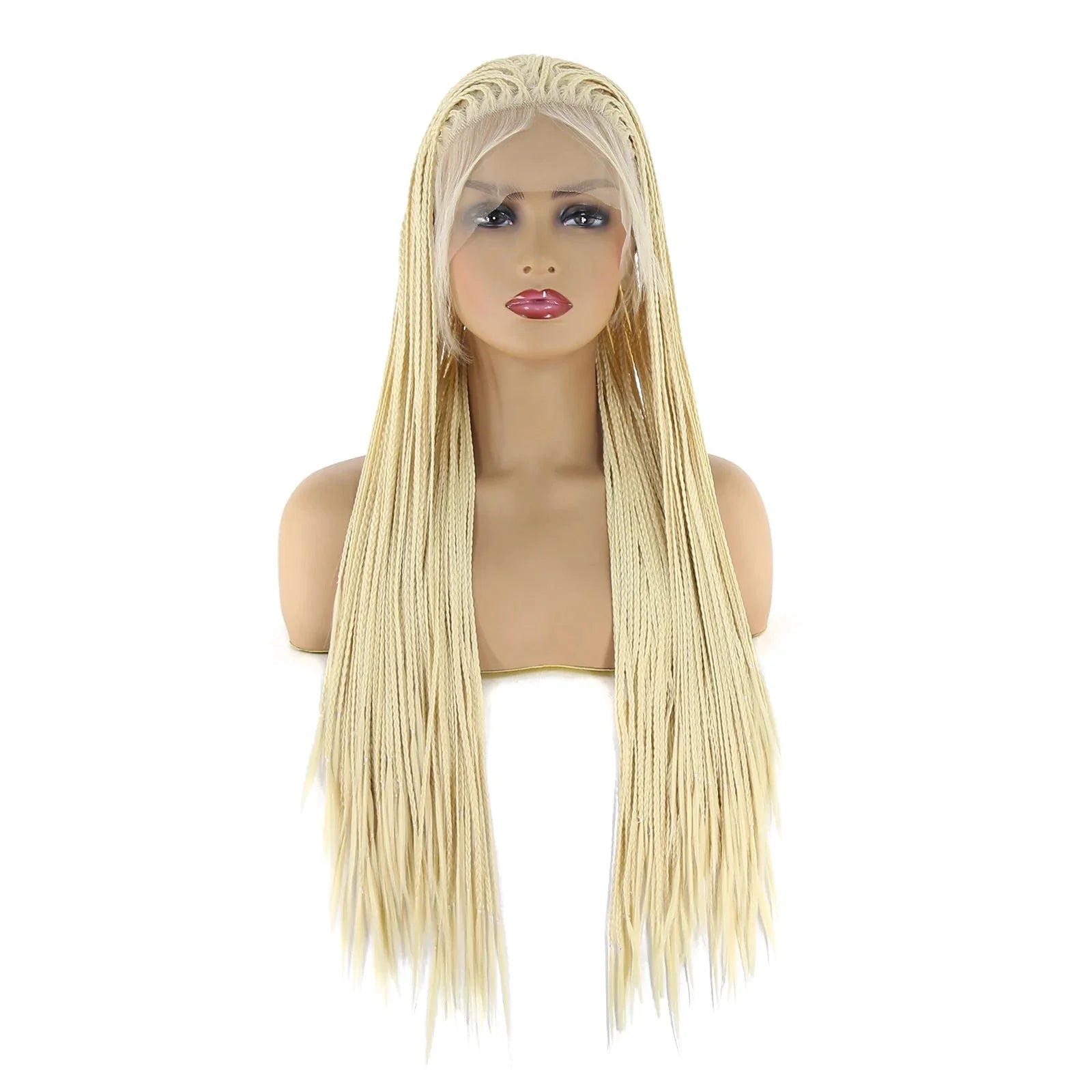 613 Blonde Box Braids Wig | Long Synthetic Lace Front | Heat Resistant | Black Women
