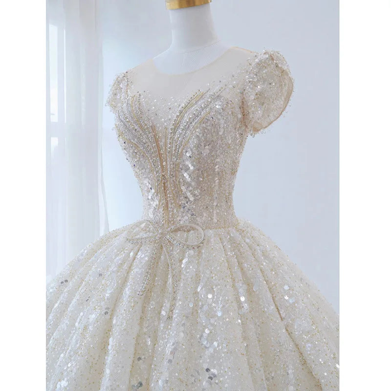 Exquisite Wedding Dress O-neck EDW21
