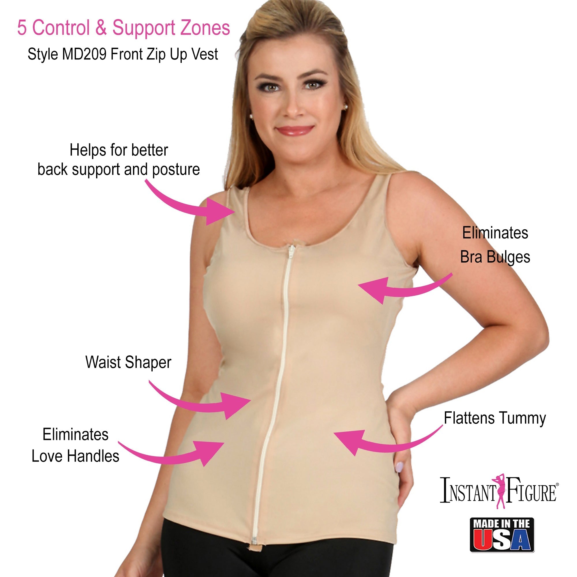 InstantFigure Front Zip Up Vest MD209
