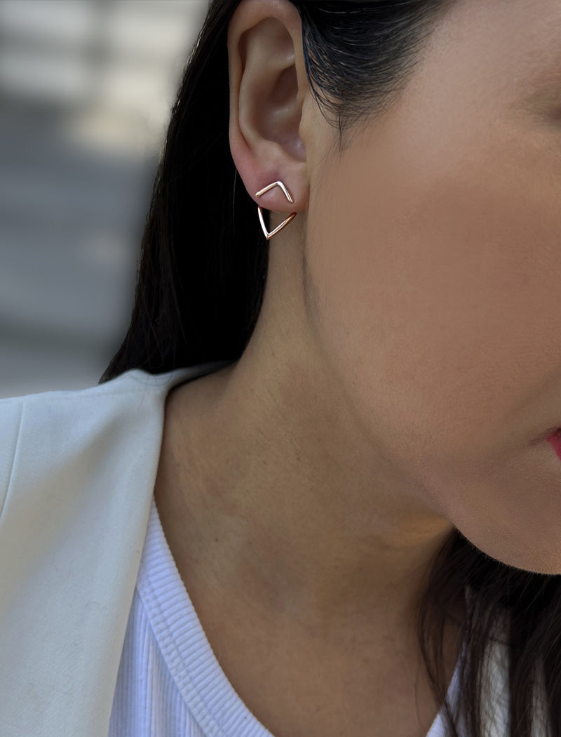 TRILL 2-Way Wishbone Stud Earrings | 18K Rose Gold Over Sterling Silver