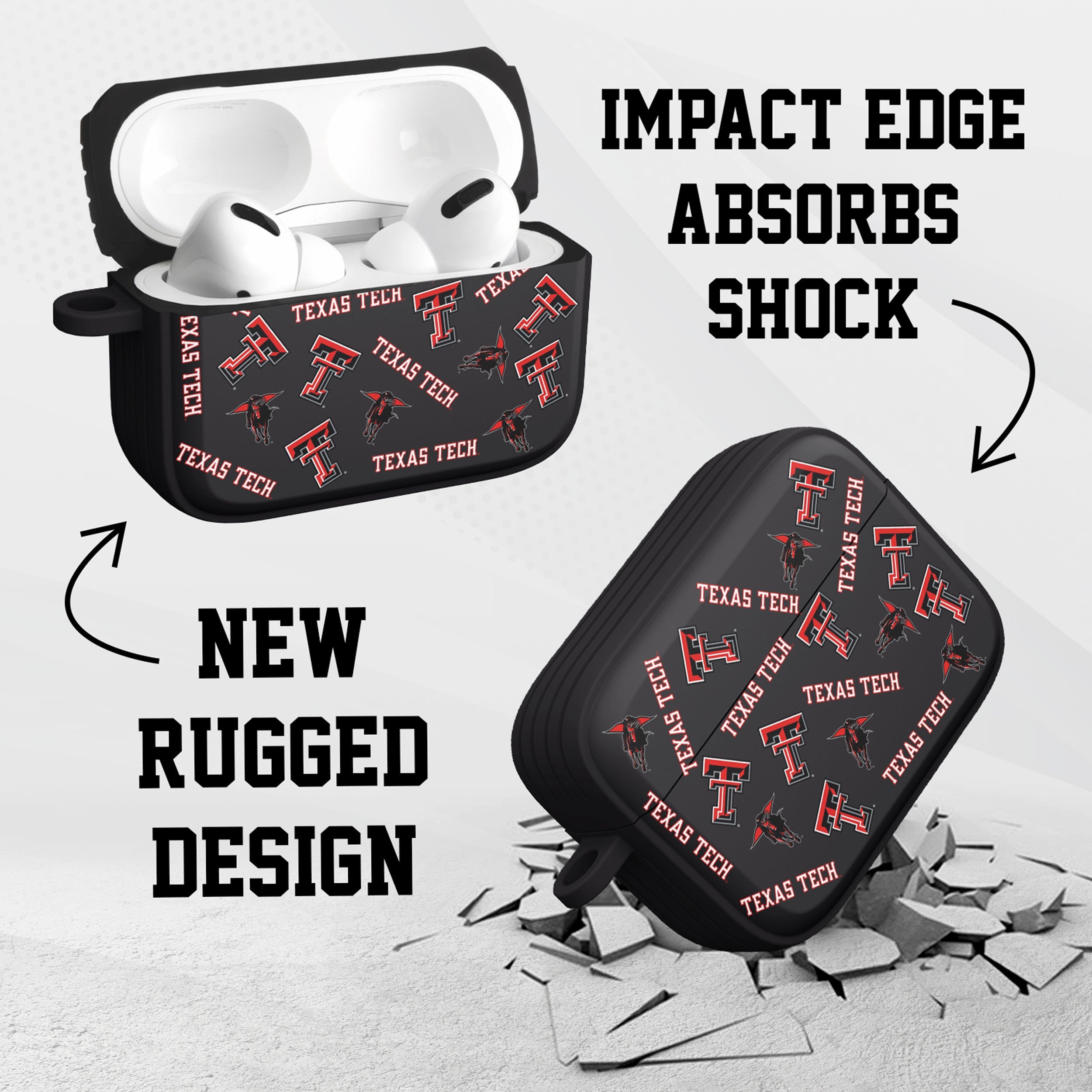 Texas Tech Red Raiders HDX AirPods Pro 1 & 2 Case Cover