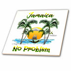3dRose Macdonald Creative Studios – Caribbean - Relax and Enjoy The Island of Jamaica and Phrase, No Problem. - Tiles
