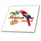 3dRose Macdonald Creative Studios – Caribbean - Island Souvenir in Jamaican Colors for Montego Bay, Jamaica. - Tiles