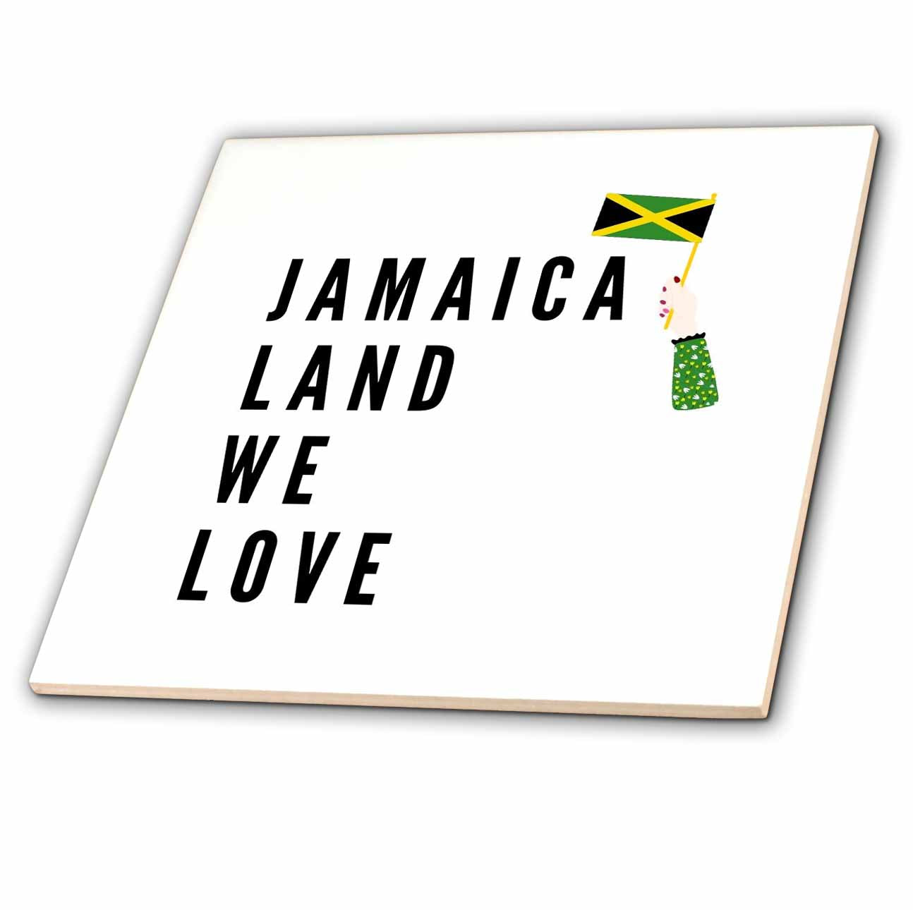 3dRose Image of The Words Jamaica Land we Love with Jamaican Flag - Tiles (ct-361809)