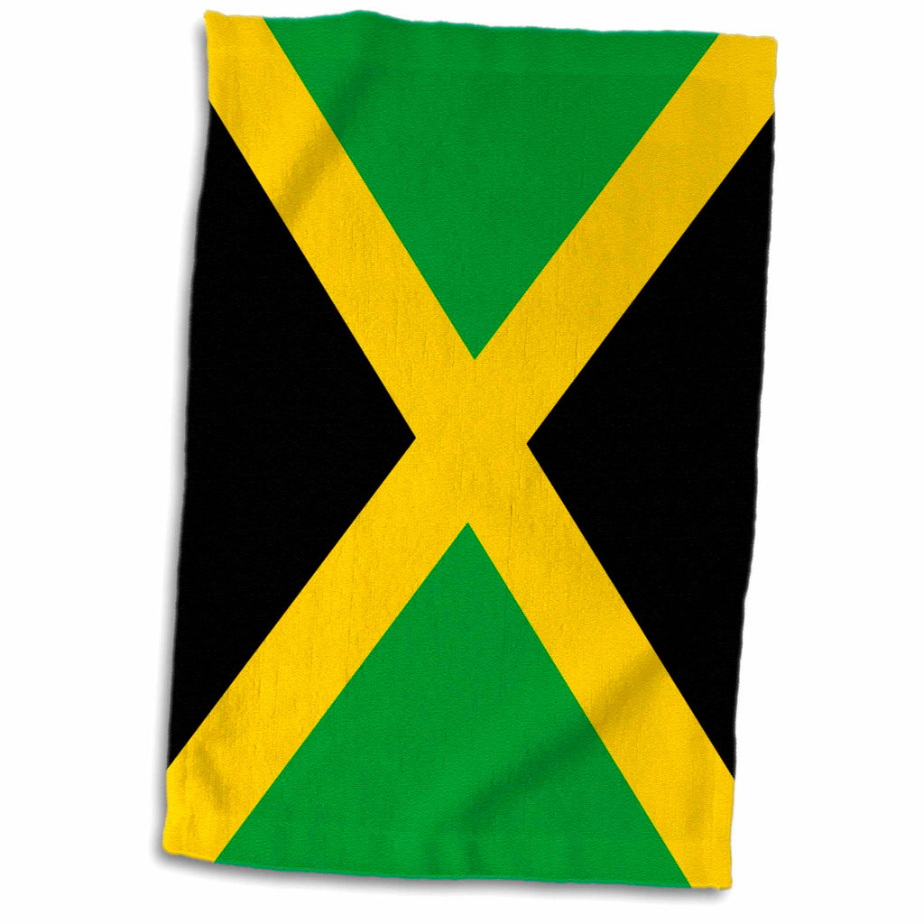 3dRose Flag of Jamaica Square - Caribbean Jamaican Green Black with Yellow... - Towels (twl-158342)