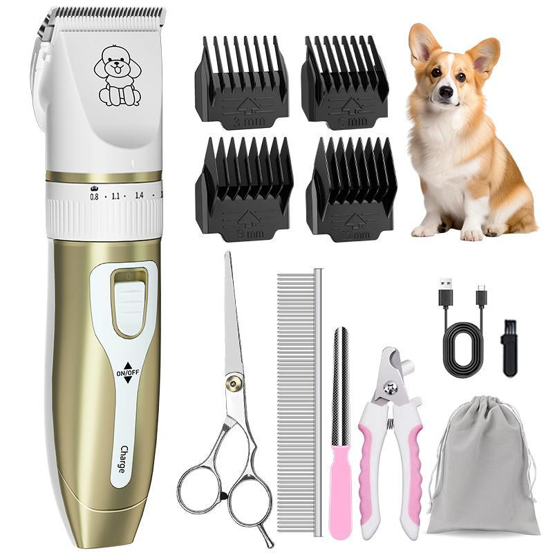 Ultimate Low Noise Dog Grooming Kit - Rechargeable Cordless Clippers for Dogs, Cats & Pets - Quiet & Efficient Red Trimmer Set