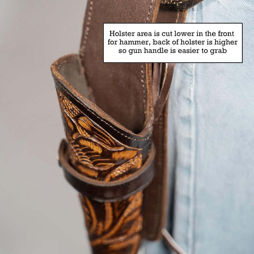 Cross Draw Western Holster | Real Cowhide - Patches