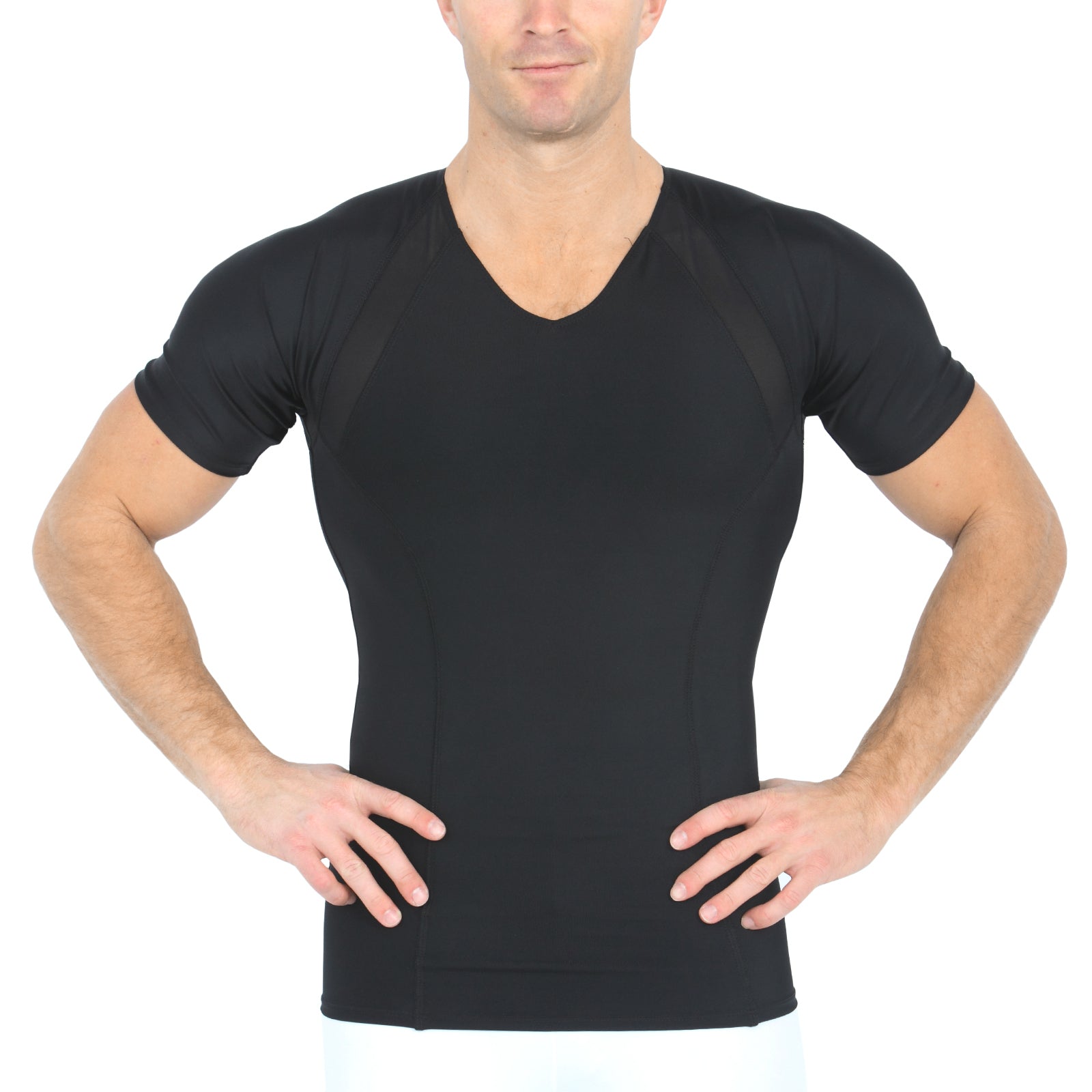 Insta Slim Compression Side & Back Power Mesh Panel V-Neck Shirt VS2307