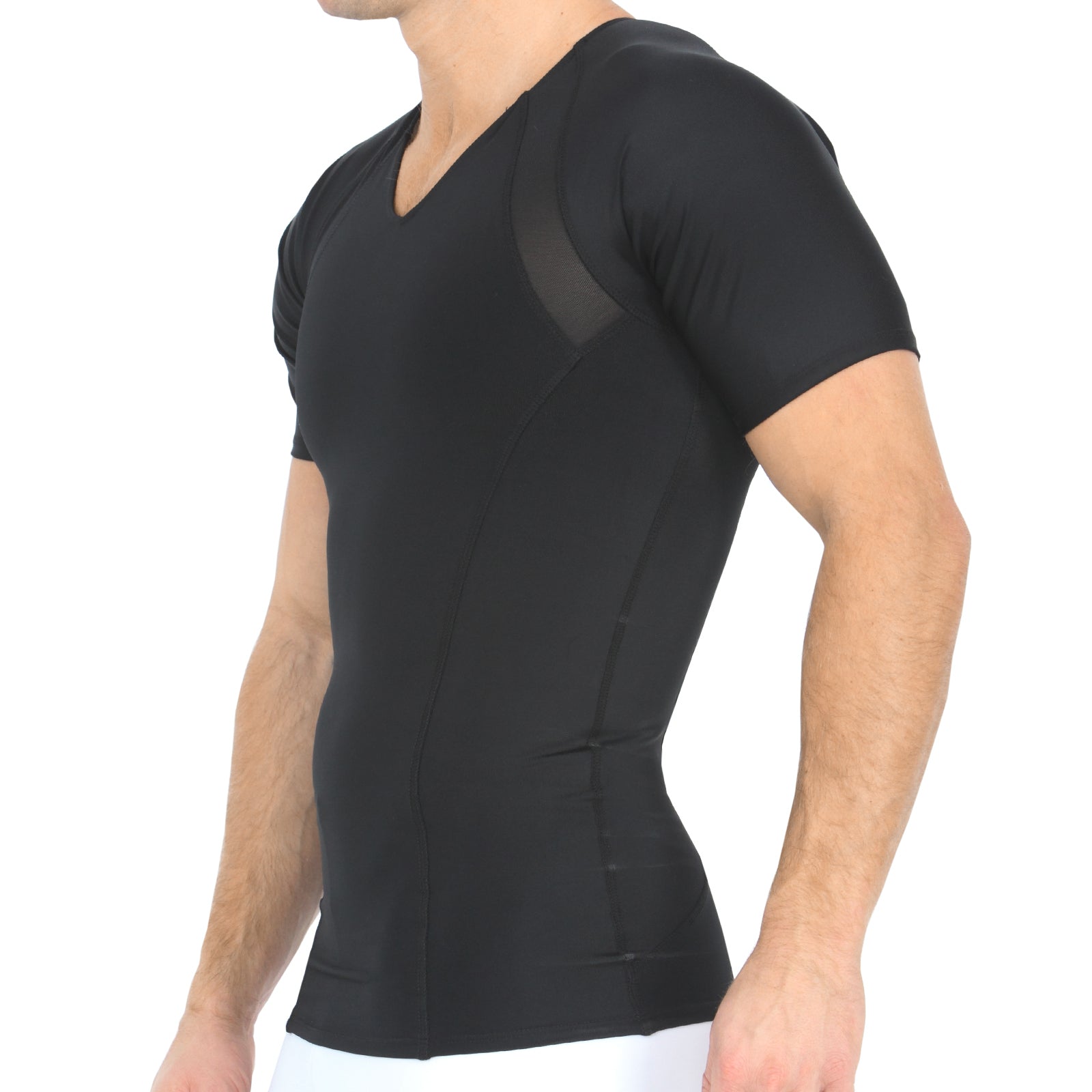 Insta Slim Compression Side & Back Power Mesh Panel V-Neck Shirt VS2307