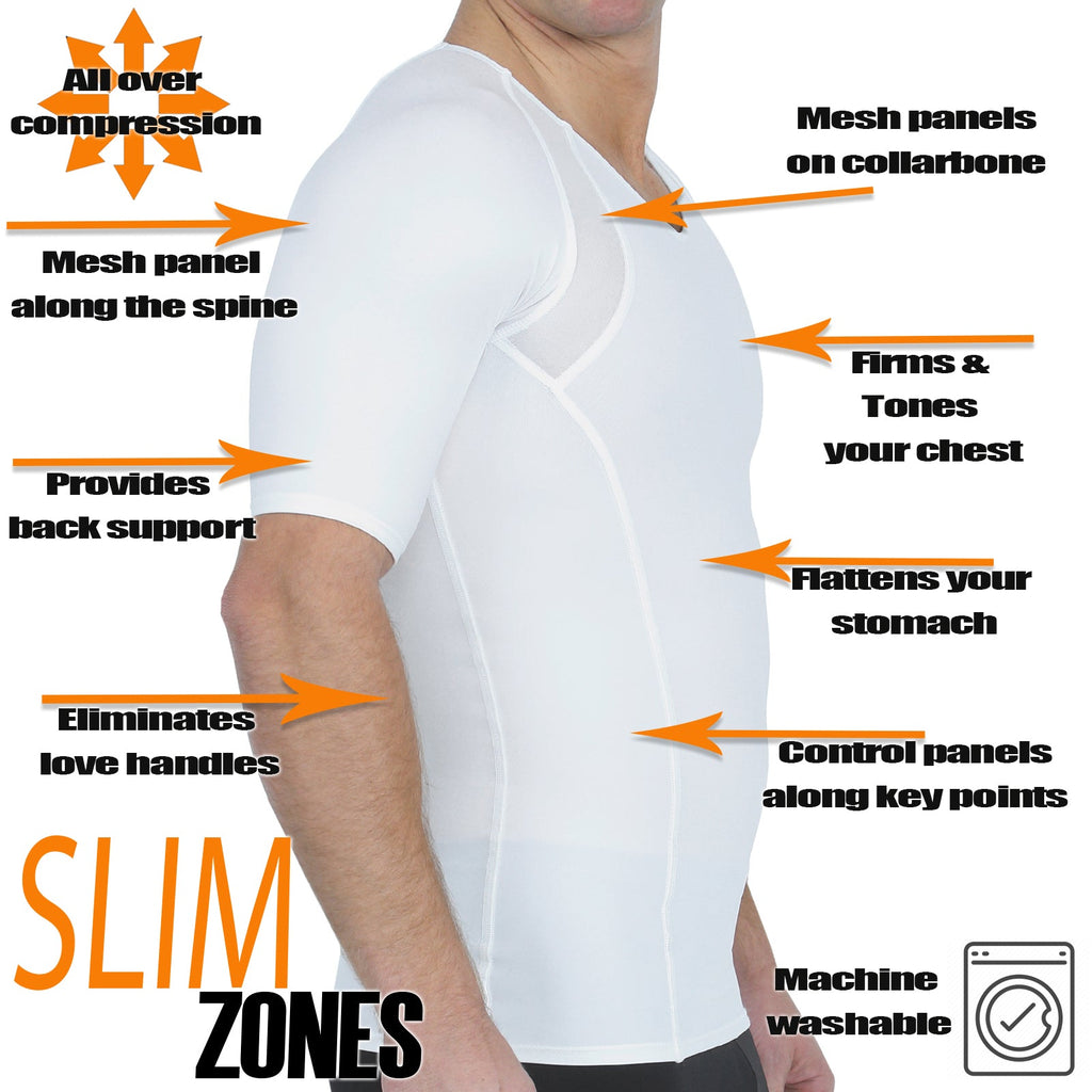 Insta Slim Compression Side & Back Power Mesh Panel V-Neck Shirt VS2307